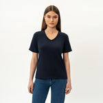 Fitted V-neck Pima T-shirt - Ninepine