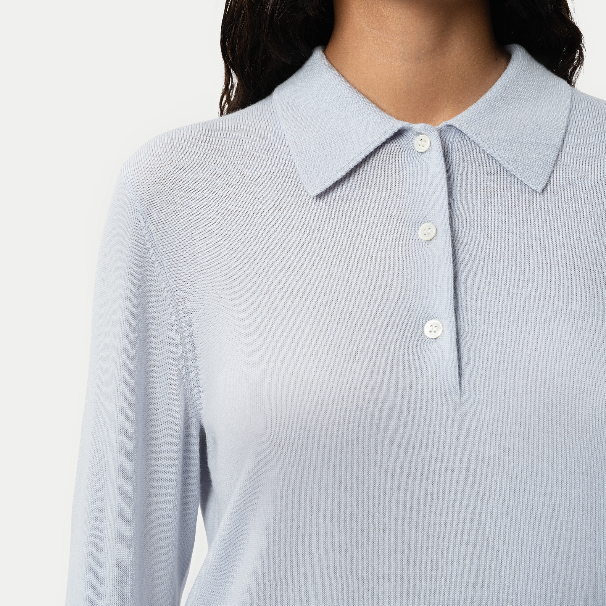 Merino Polo Shirt - Light Blue - Ninepine