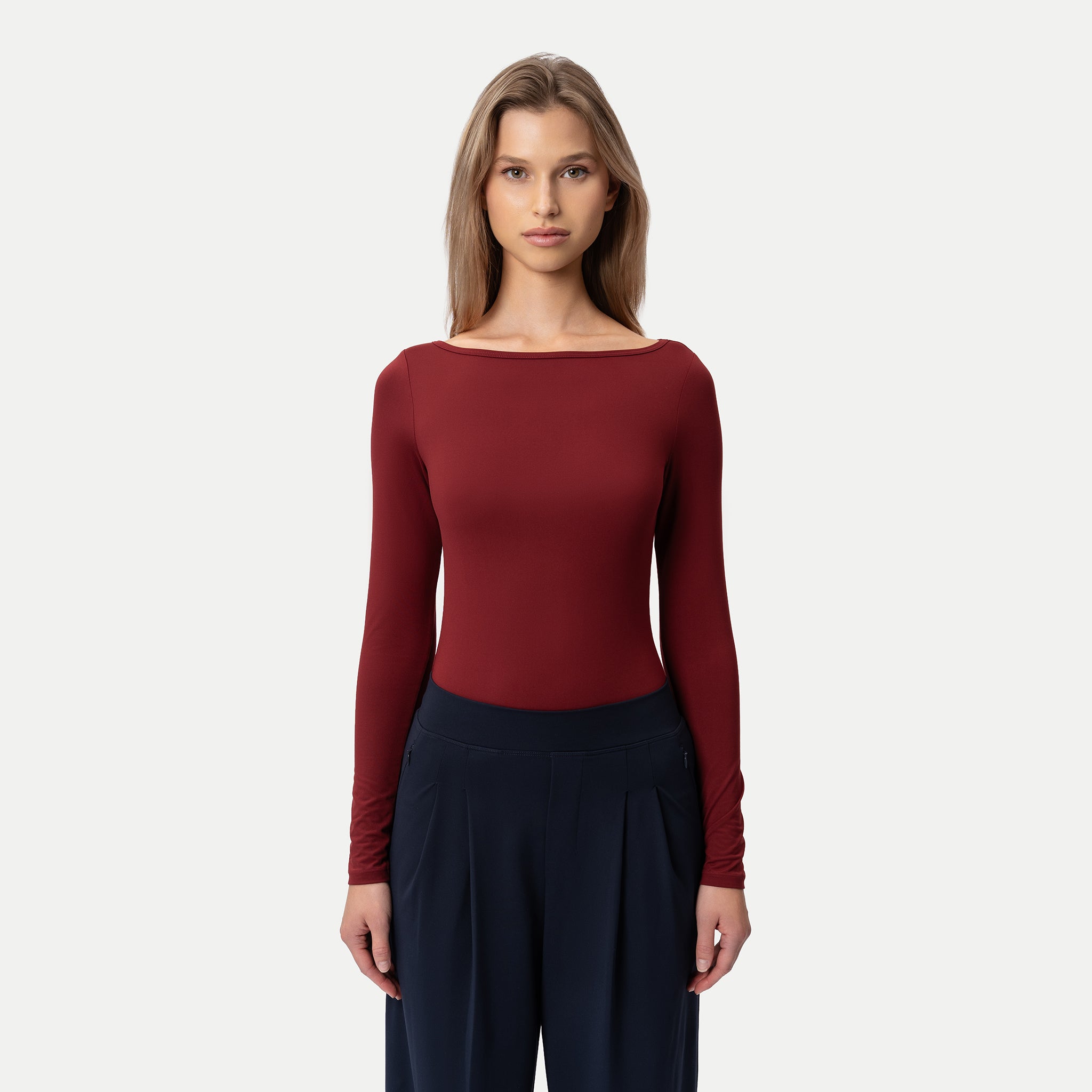 Soft Boatneck Long-sleeve Burgundy