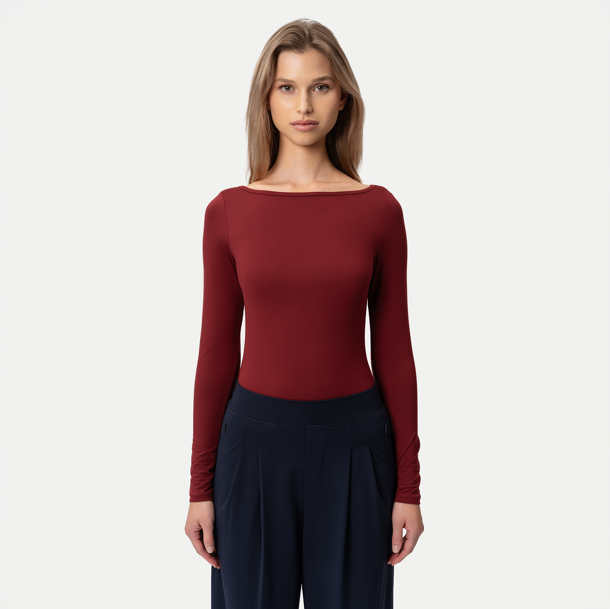 Soft Boatneck Long-sleeve Burgundy