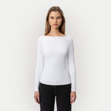 Soft Boatneck Long-sleeve White
